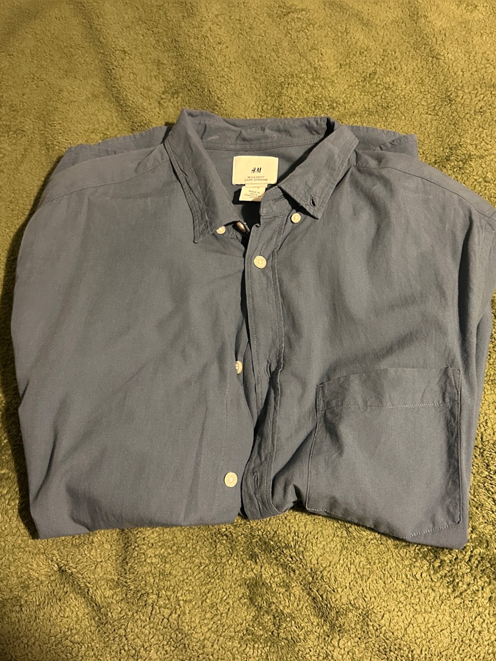 H&M Dusty Blue Regular Fit Button Shirt